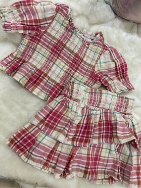 wonder nation Pink Plaid Smocked Set